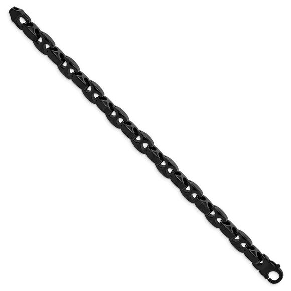 Kazi Luxury Chisel Tungsten Polished Black IP-plated 9 inch Bracelet - Picture 3 of 4